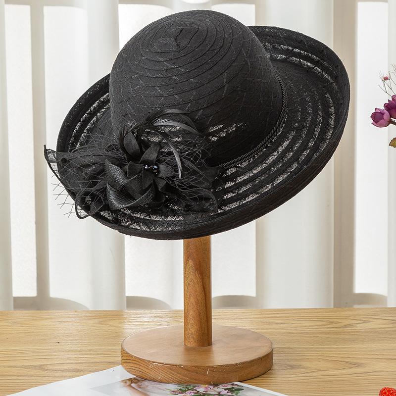 Hat Women's flower pot hat Foldable dome cotton yarn sun hat Outdoor big edge sun protection hat Sun hat Versatile