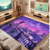City Cyberpunk Theme Crystal Velvet Floor Rug Personalized Custom Name Text Warm Carpet Home Decoration