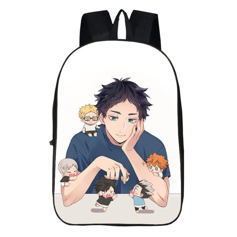Fashionable Karasuno High School Backpack With Anime Haikyuu Print And Easy-clean Fabric