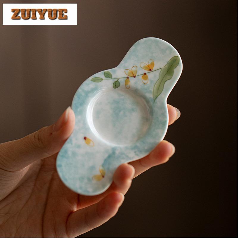 45ml Hand Drawn Orchid Butterfly Thin Body Teacup Antique Tea Bowl Mug Tea-tasting Meditation Cup Chazhan Master Cups Saucer
