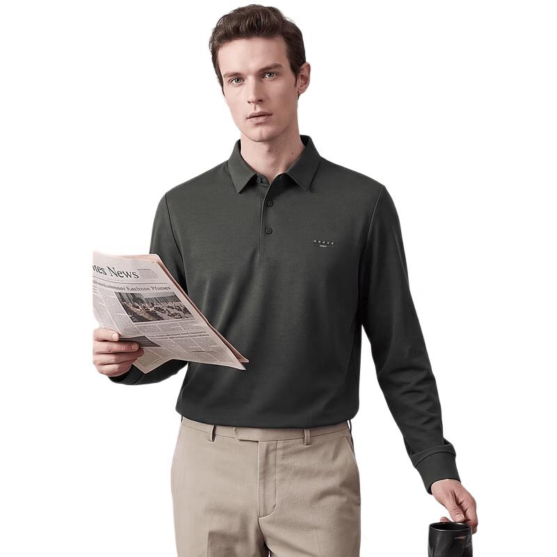 SHANSHAN Men's Wool-Blend Long-Sleeve Polo Shirt
