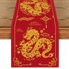 New Year Table Runner Dragon Print Thick Foldable Firm Stitching Sequin Happy Chinese New Year Table Decoration Protection