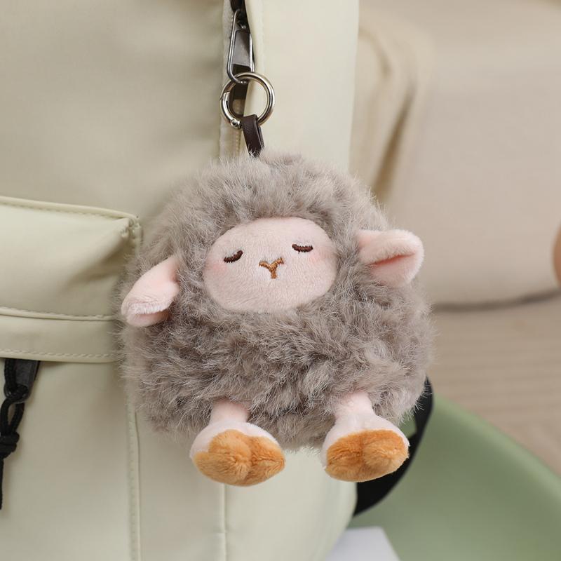 TreasuringU 3 Colours Lamb Plush Keychain Soft Round Sheep Stuffed Doll Cute Animal Plushie Keyring Bag Pendant Halloween Gifts