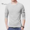 Мужская однотонная футболка с длинным рукавом и круглым вырезом для повседневной носки, легкая футболка средней длины из повседневного спортивного материала