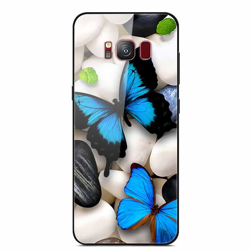 Стеклянная задняя крышка для чехла телефона Samsung S8 Plus, S8Plus, жесткий чехол из закаленного стекла для Samsung Galaxy S8 Plus, S 8, мягкий край