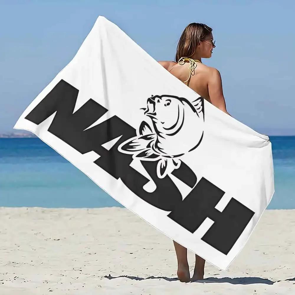 Nash Fishing Print Beach Towel - Soft Absorbent Towel for Fishing Enthusiasts, Unique Design for Everyday Use and Comfort