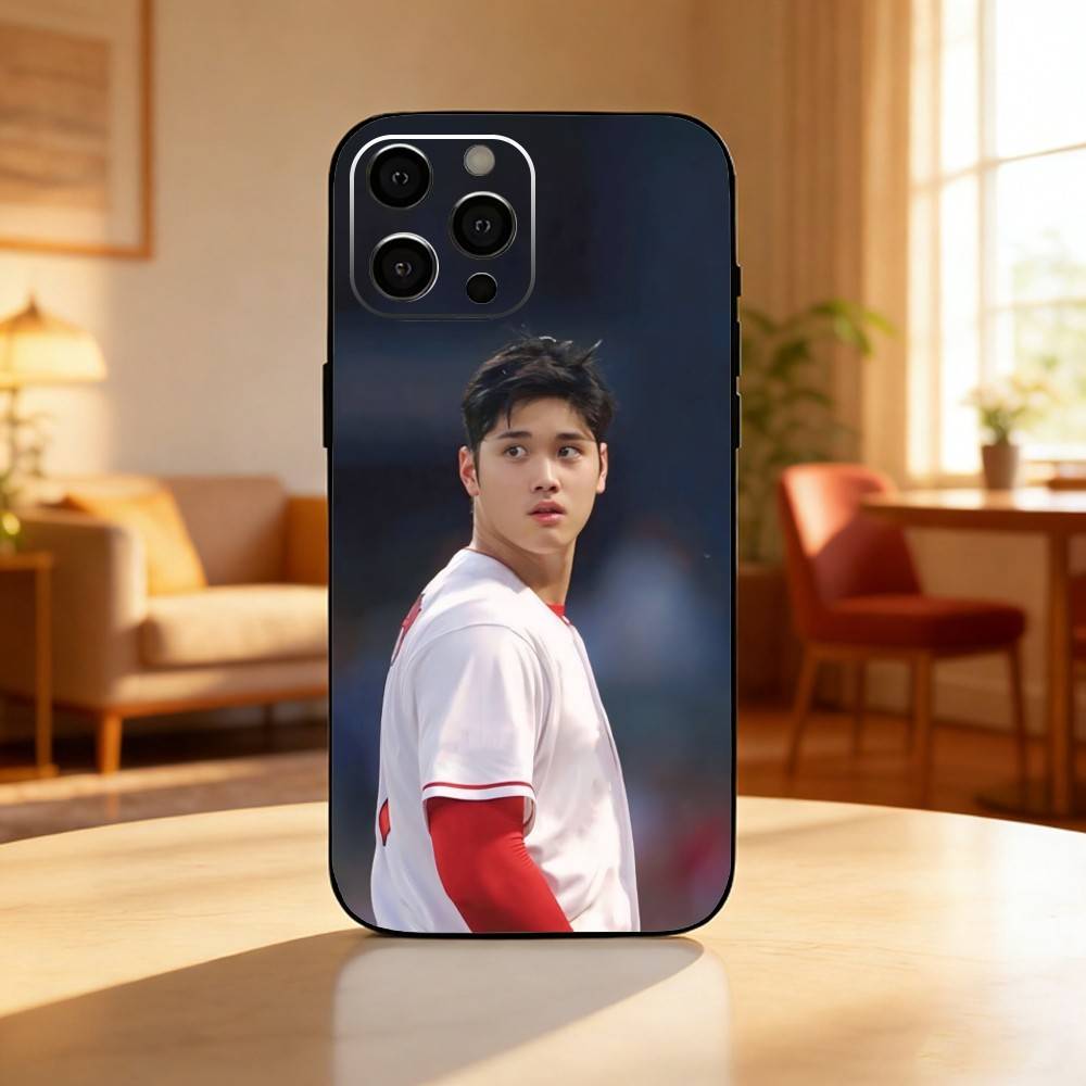 Japanese baseball player S-Shohei Ohtani Phone Case For iPhone17,16,15,14,13,12 Plus,Max Soft Silicone Black Cover
