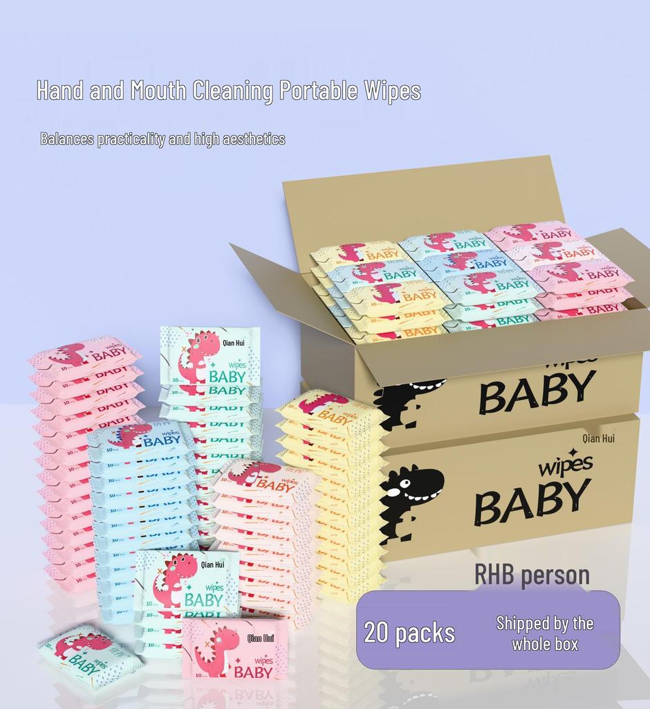Портативные влажные салфетки для рук и рта младенца - Чистая вода, Одноразовые влажные салфетки для младенцев и малышей