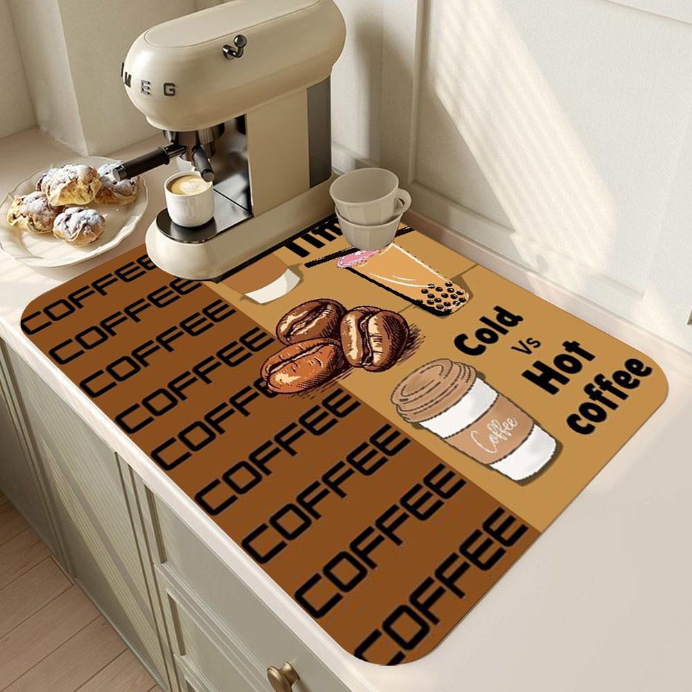 Coffee Bar Mat Rubber Dish Drying Mat For Kitchen Counter for Home Bar Kitchen Mat Coffee Bar Decorative Coffee Dish Drying Pad