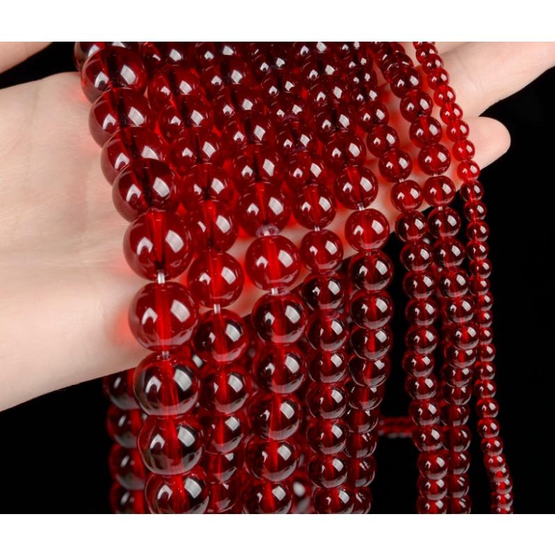 Мода Натуральный Камень Гранат Красное Стекло Очарование Свободные Бусины DIY Круглые Бусины Ювелирные Аксессуары