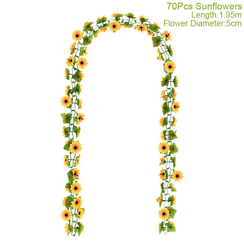 Искусственная лоза с цветками подсолнуха, шелковое искусственное растение, ротанговая гирлянда для свадебной арки, украшения для дома и сада, DIY настенный венок