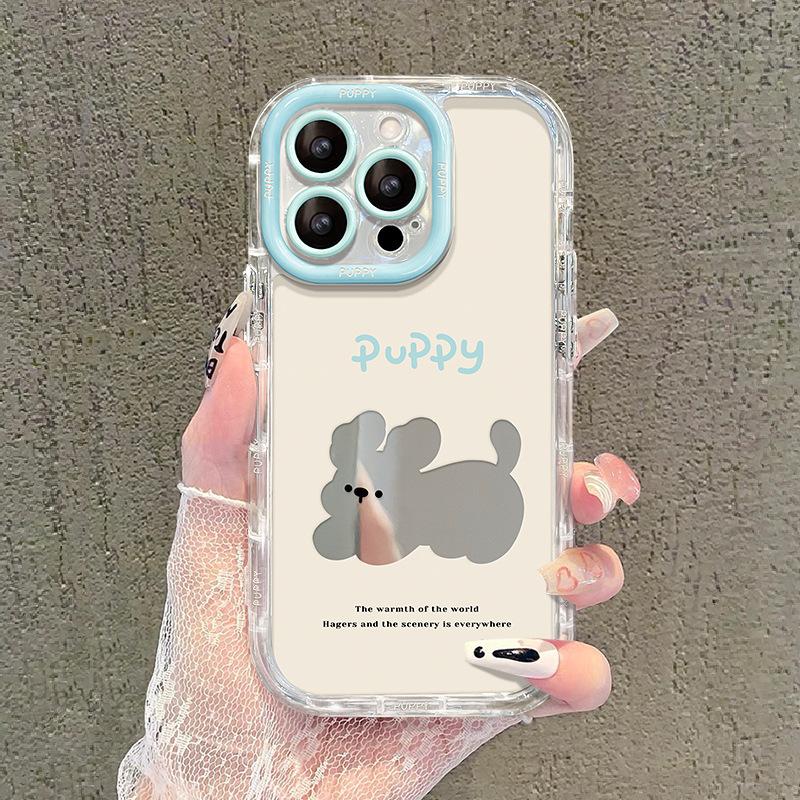 Подходит для чехла для мобильного телефона Apple 15 Iphone14promax Милый щенок 13 Зеркальный 12/11 Прозрачный мягкий край