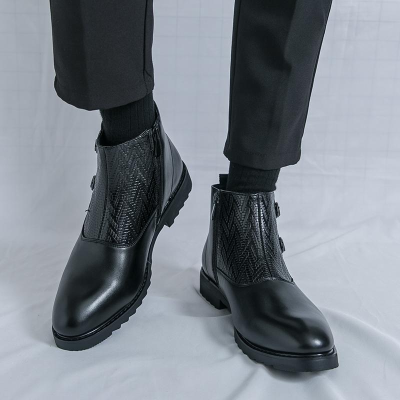 Мужские высокие ботинки Платье Формальные Ретро Коричневые Ботильоны Черные Туфли для Смокинга Свадебные Большой Размер