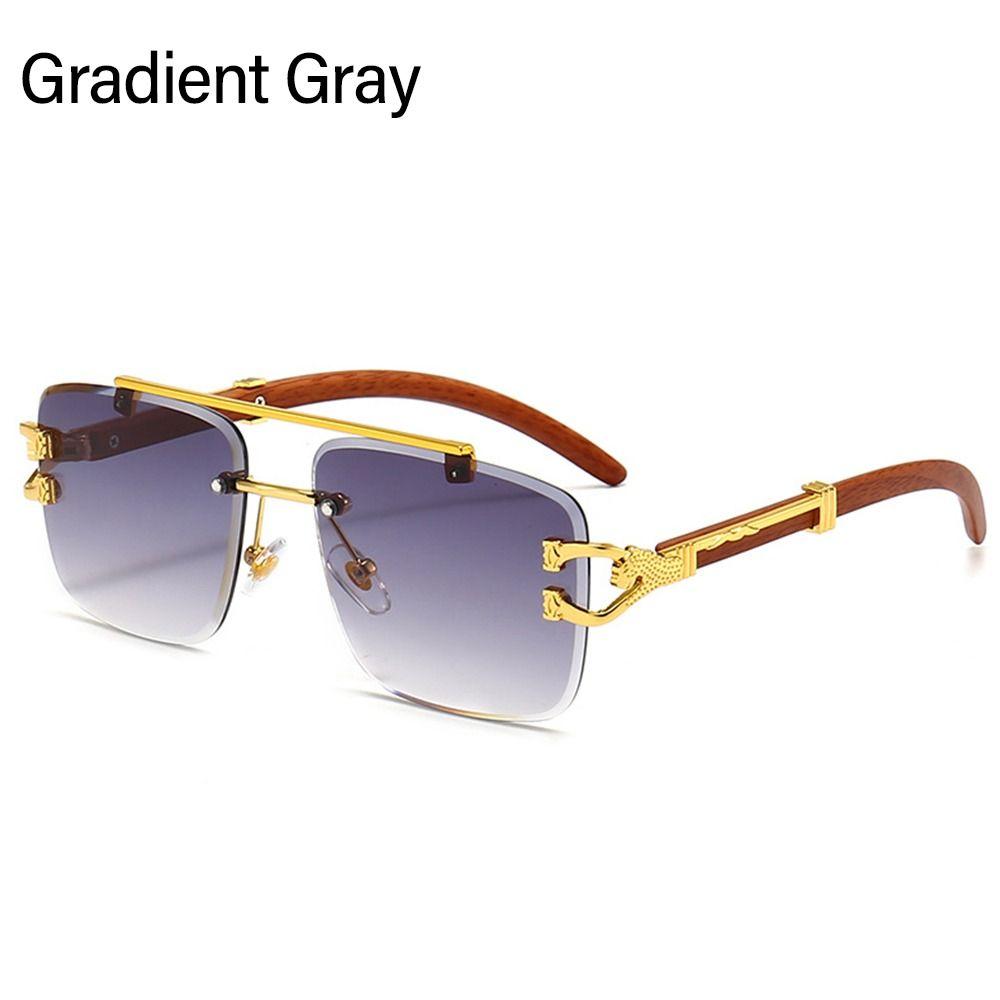 Винтажные солнцезащитные очки без оправы квадратной формы для мужчин и женщин с защитой от УФ-лучей, солнцезащитные очки с головой гепарда, очки