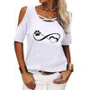 Women Fashion Print Tee Shirt Summer Off Shoulder Short Sleeve Top Ladies Casual Round Neck T-shirt