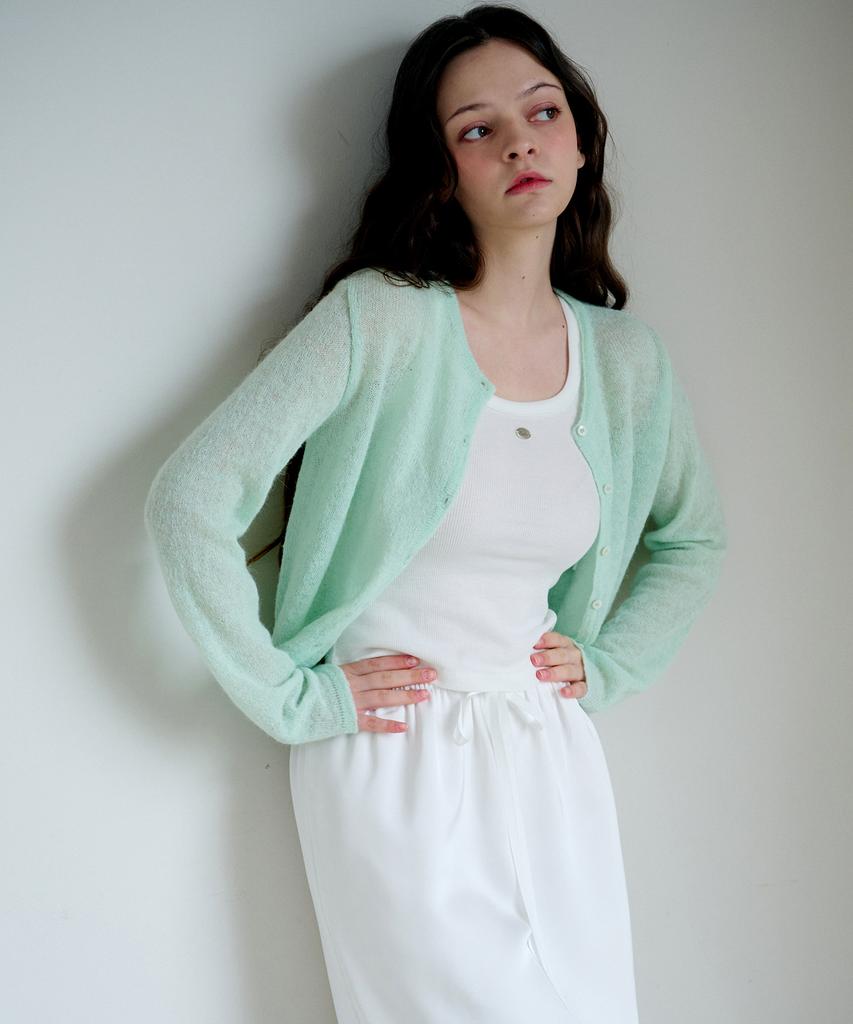 PLUNASTUDIO Alpaca Knit Cardigan (Mint)