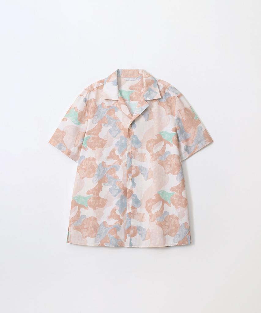 DUSTYWHITE Cloud Pattern Open Collar Shirt