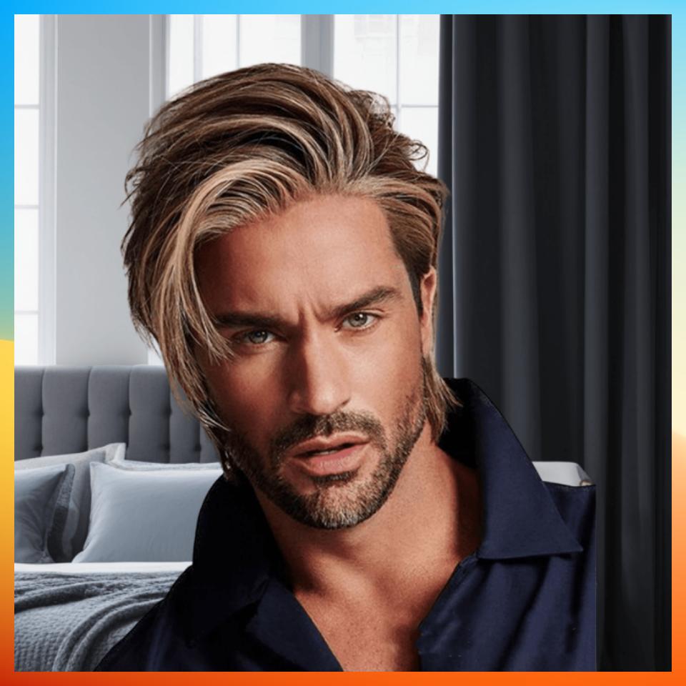 2025 Европейский модный короткий прямой парик для мужчин HW750