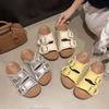 Fashion New Slippers Female Platform Shoes Slides Fashion Woman Soft Luxury Beach Hoof Heels Rome Rubber Casual Double Buckle Non-slip