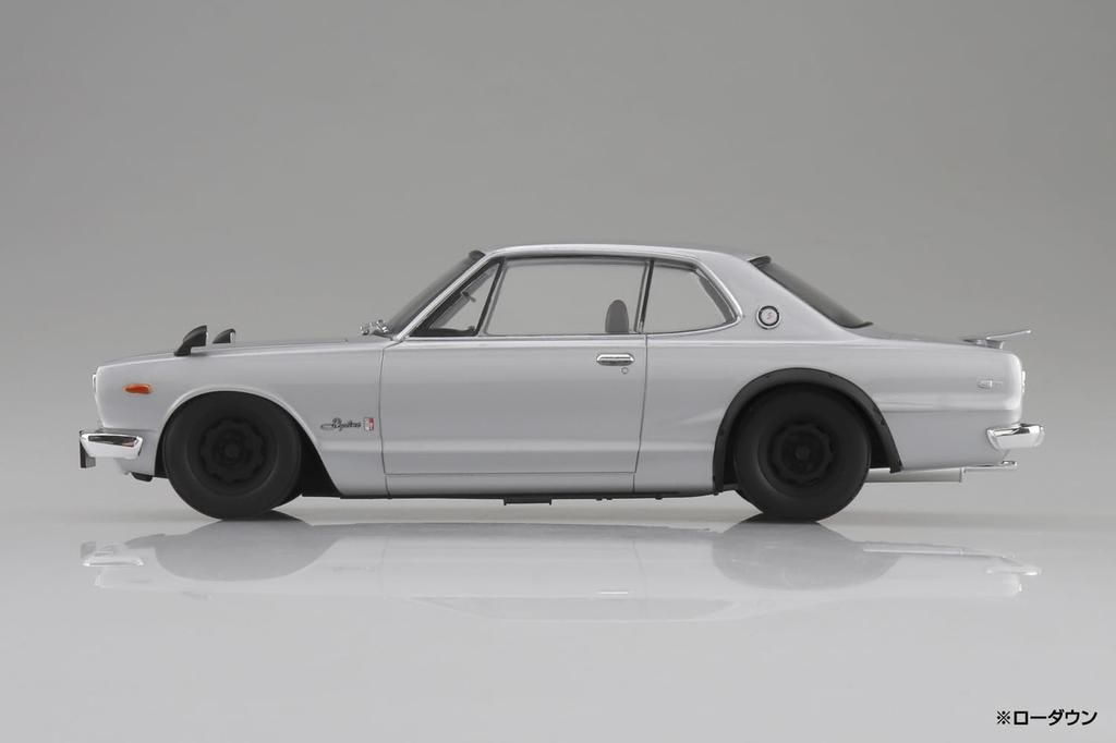 Пластиковая модель автомобиля AOSHIMA Raku Snap Car Series KPGC10 Skyline HT 1970 года с серебристой цветовой кодировкой, масштаб 1/24, 2000GT-R 01-SI
