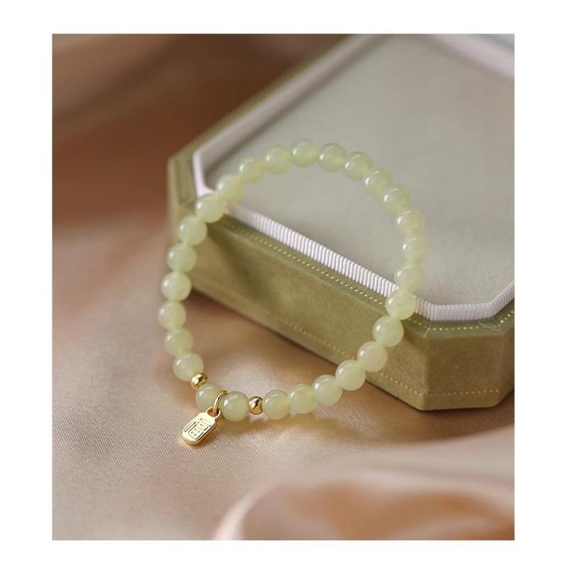 S925 Серебряный жемчужный браслет Женский Нишевый браслет из натурального нефрита Хэтян Женский осенний и зимний браслет в подарок