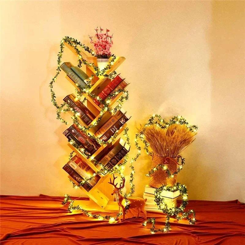 Christmas Decoration Artificial Garland LED String Lights Simulated Green Leaf Tree Vines Suitable for Holiday DIY Handmade Decoration Battery Powered