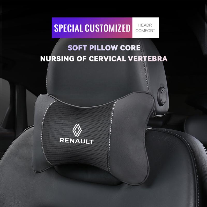 1Pcs Car Seat Headrest Auto Logo Neck Pillow For Renault RS Clio Megane 2 3 4 Captur Trafic Twingo Scenic 2 Kadjar Zoe Kangoo S888