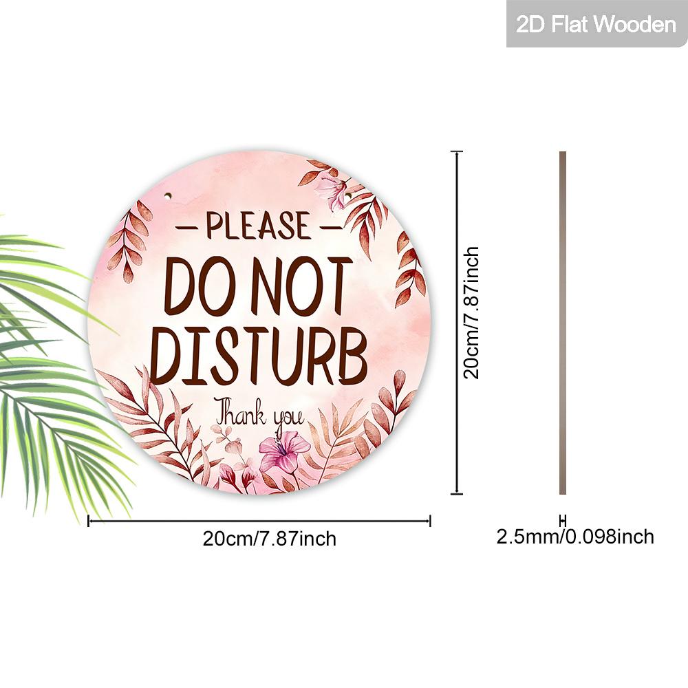2D Flat "Please Do Not Disturb" Round Wooden Hanging Sign, Boho Watercolor Floral Design, Privacy Door Sign for Bedroom, Home Office & Guest Room