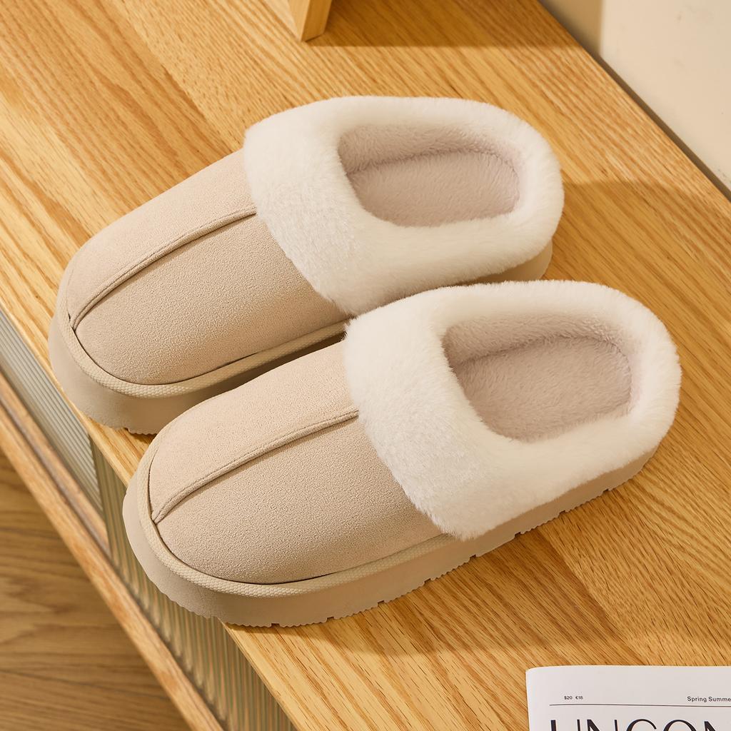 Platform Women Home Slippers Plush Warm Thick Bottom Slides Breathable Soft Non-slip Slippers Indoor Outdoor Men Casual Slippers