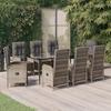 VidaXL 9pcs Garden Dining Set and Cushions Black and Grey, Dining Set, Dining Set 3185186
