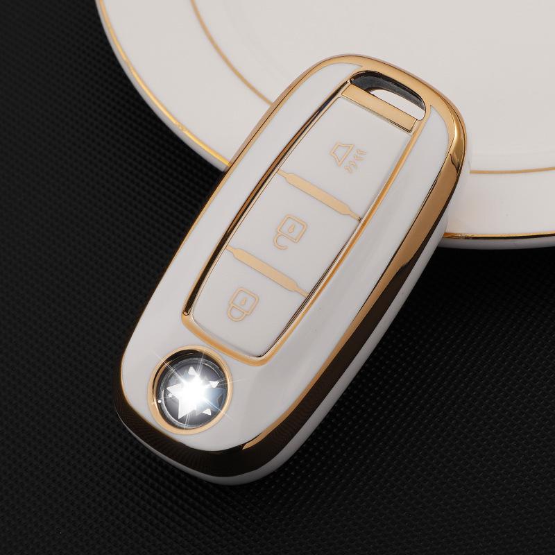 Чехол для ключа автомобиля Dongfeng Venucia: Защитный чехол с золотой кромкой для D60, T60plus/EV, T90, T70 с пряжкой