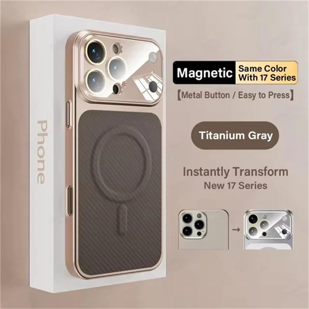 Роскошный кожаный чехол из углеродного волокна для iPhone 17 16 15 14 13 Pro Max для беспроводной магнитной зарядки Magsafe, противоударный чехол для телефона