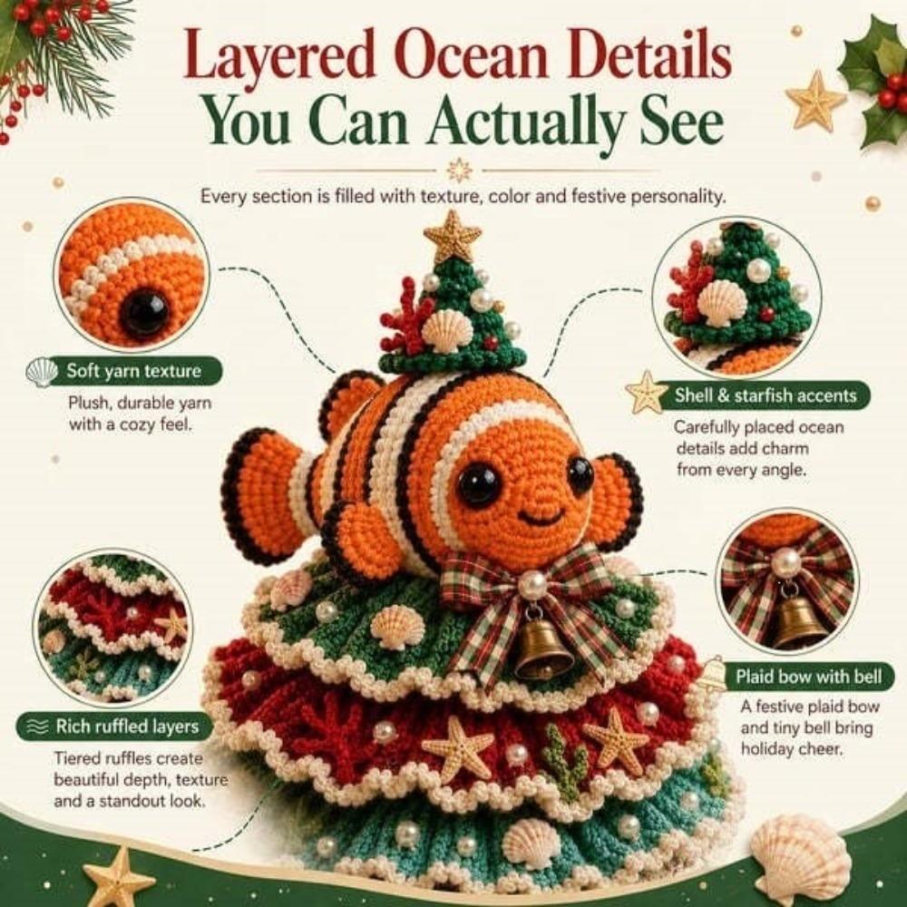 Ocean Style Crochet Animals Set Handmade Christmas Ornaments Christmas Tree Decorations