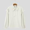INCERUN Men Elegant Ruffled Neck Shirts Casual Bow Knot Long Sleeve Tops