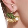 Color Plant Leaves Drop Earrings Gold Color Shiny Green Crystal Earings for Women Statement Jewelry ARI