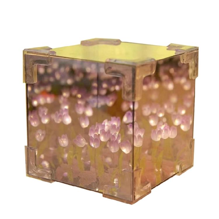 21Pieces DIY 3D Tulips Night Light Set for Special Event Party Decors Handmade Flowers Cube Night Lamp and Mirror Kits