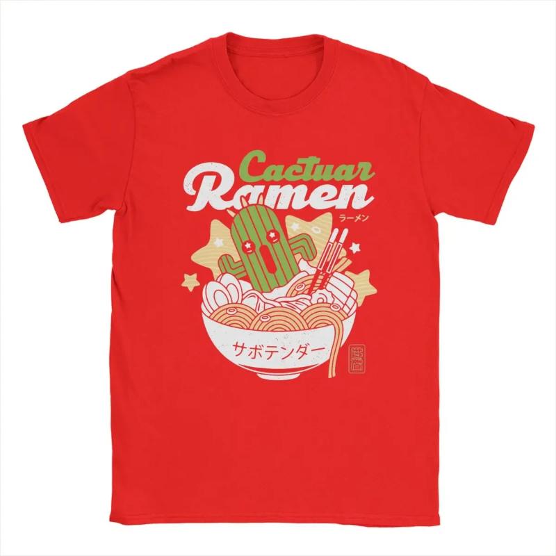 Cool Cactuar Ramen Final Fantasy T-Shirts for Men Crewneck Cotton T Shirts Short Sleeve Tee Shirt Unique Tops