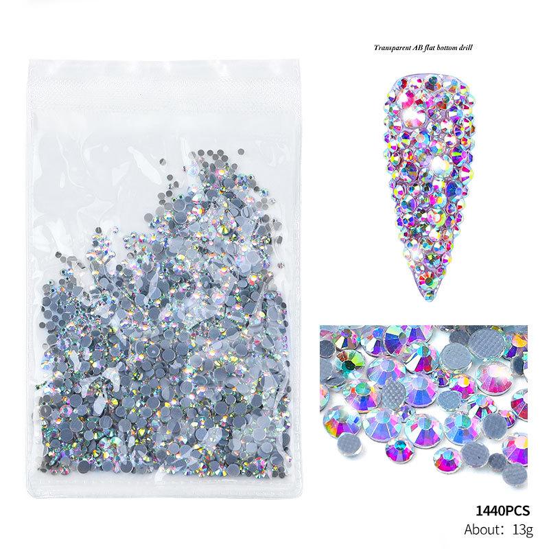 1440 шт. плоских кристаллов AB в упаковке оптом SS3-SS20 прозрачные стразы AB для дизайна ногтей