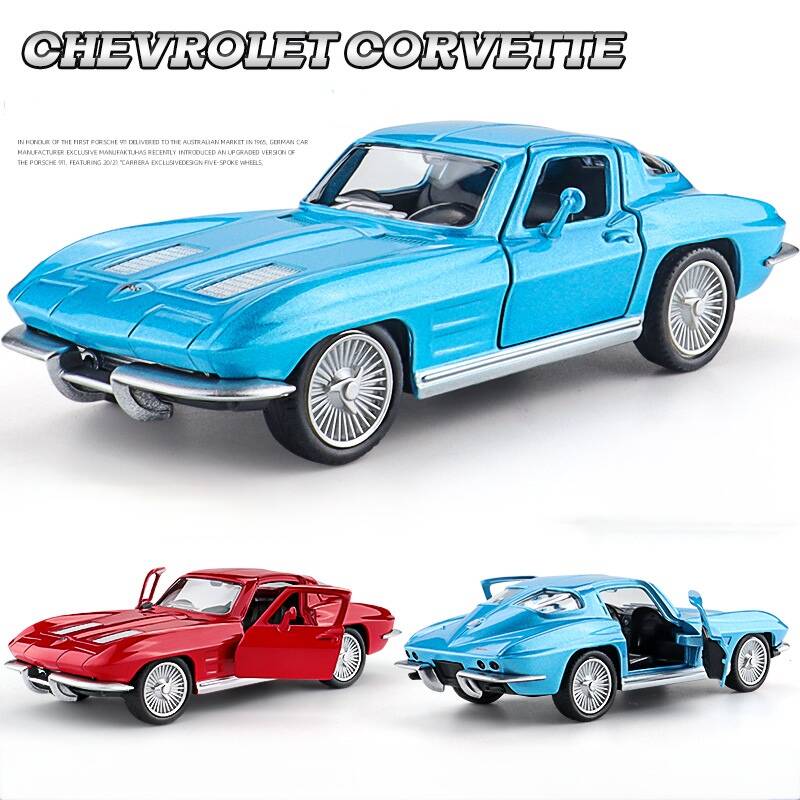 Chevrolet Corvette C2 1963 Ретро Классический Суперкар Симуляция Литой и Игрушечный Автомобиль RMZ city 1:36 моделей автомобилей из сплава, подарки для детей