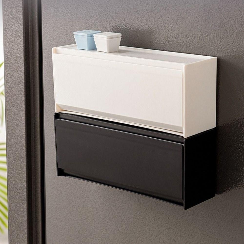 Plastic Magnetic Refrigerator Storage Box Wall Mounted Side Hanging Storage Rack  Bathroom