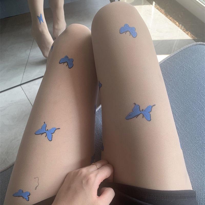 Модные женские черные чулки с защитой от зацепов Blue Butterfly - сексуальные колготки с рисунком в виде носков в виде ананаса