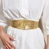 Women Elastic Belt Golden Buckle Wear-Resistant Shirt Belt Wide Edge Coat Dress Stretchy Waistband Fashion Accessories