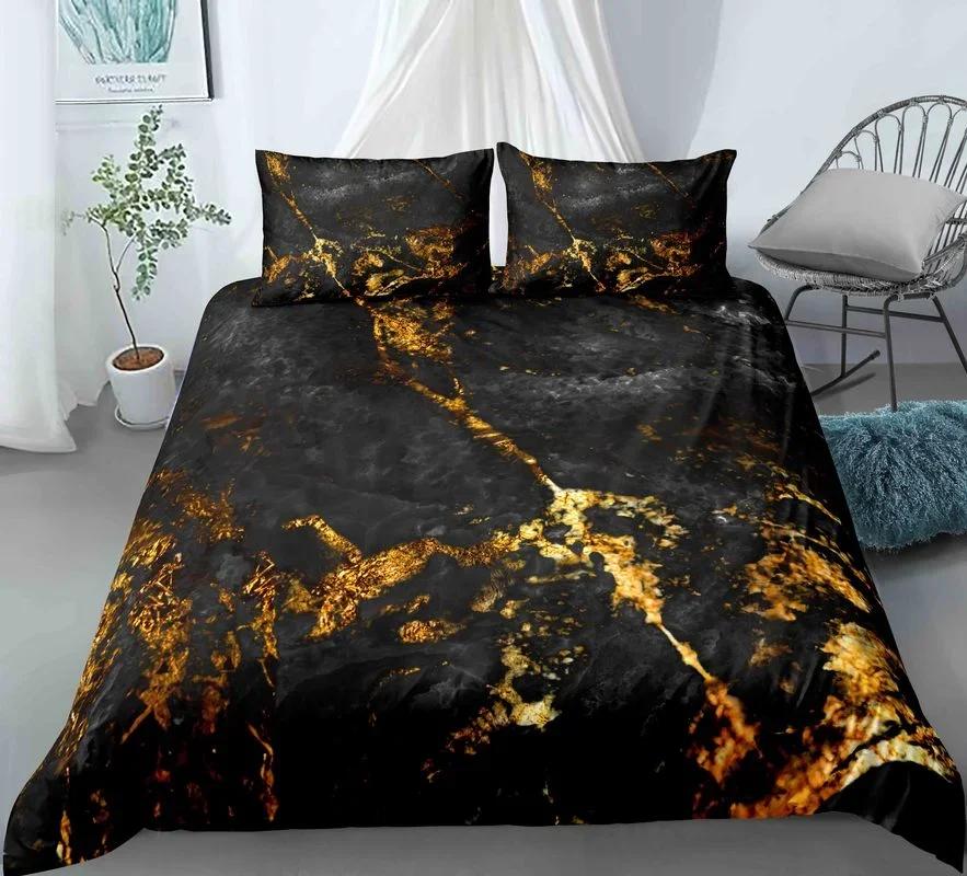 Пододеяльник Chic Marble Duvet Cover Microfiber Mint Gold Glitter Turquoise Комплект постельного белья Abstract Aqua Blue Quilt Cover Single Twin Full Size