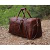 Buffalo Leather Duffle Bag: Handmade Burgundy Weekender Holdall
