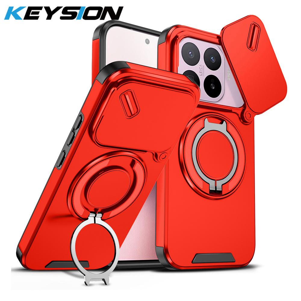 KEYSION Чехол для телефона со вращающимся на 360° кольцом-подставкой для Xiaomi 17T 17T Pro 5G, с защитой выдвижной камеры, магнитная, ударопрочная задняя крышка