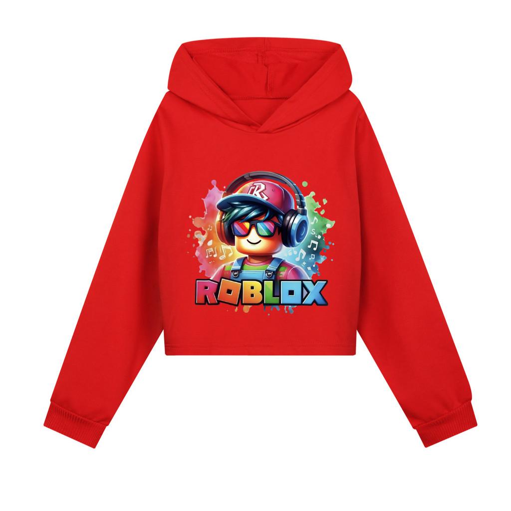 5528 Модные детские толстовки для девочек с принтом Roblox, повседневная верхняя одежда с длинным рукавом и капюшоном