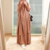 PLUS SIZE Women Muslim Dresses Solid Color Headgear Mosque Bat Sleeve Loose Robes Cardigan Ramadan
