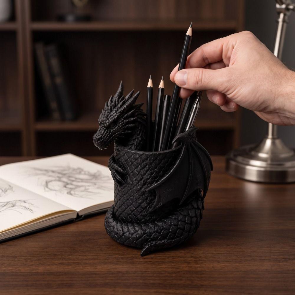 3D Printed Dragon Head Storage Holder Fantasy Dragon Makeup Brush Box Hoem Office Decor