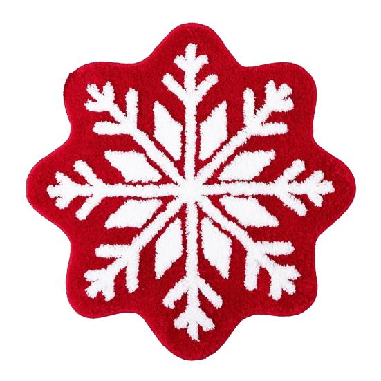 Christmas Snowflake Bathroom Rug Fuzzy Snowflake Absorbent Floor Mat Machine Washable Non Slip Bathtub Rug for Shower Entrance Kitchen Decor