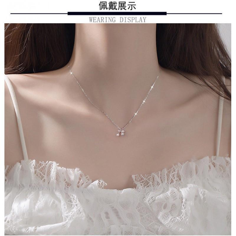 Womens Cherry Pearl Necklace Fresh Sweet Style Choker Fashion Jewelry Daily Wear